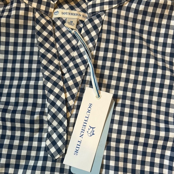 Southern Tide Navy and White Checkered Women's Top - Picture 2 of 7